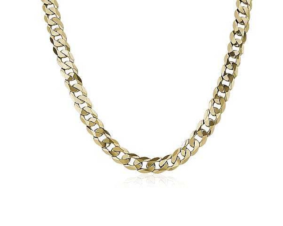 Necklaces | Blue Nile 24" Men'S Flat Beveled Curb Chain In 14K Yellow Gold (9.5 Mm)