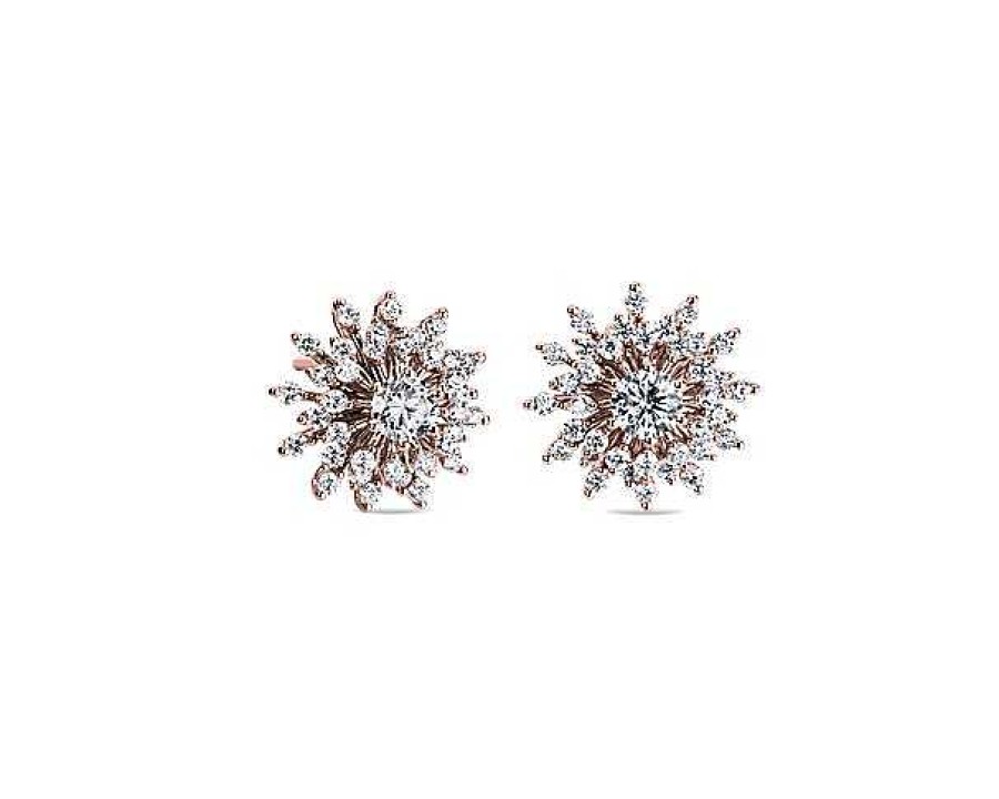 Earrings | Blue Nile Sunburst Diamond Stud Earrings In 14K Rose Gold (1 Ct. Tw.)