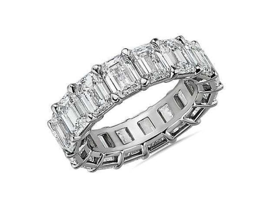 Women'S Rings | Blue Nile Emerald Cut Diamond Eternity Ring In 14K White Gold (11 Ct. Tw.)