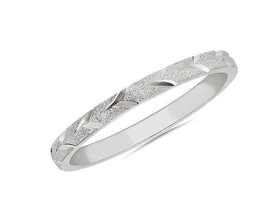 Women'S Rings | Blue Nile Swiss Cut Stackable Ring In 18K White Gold (2Mm)