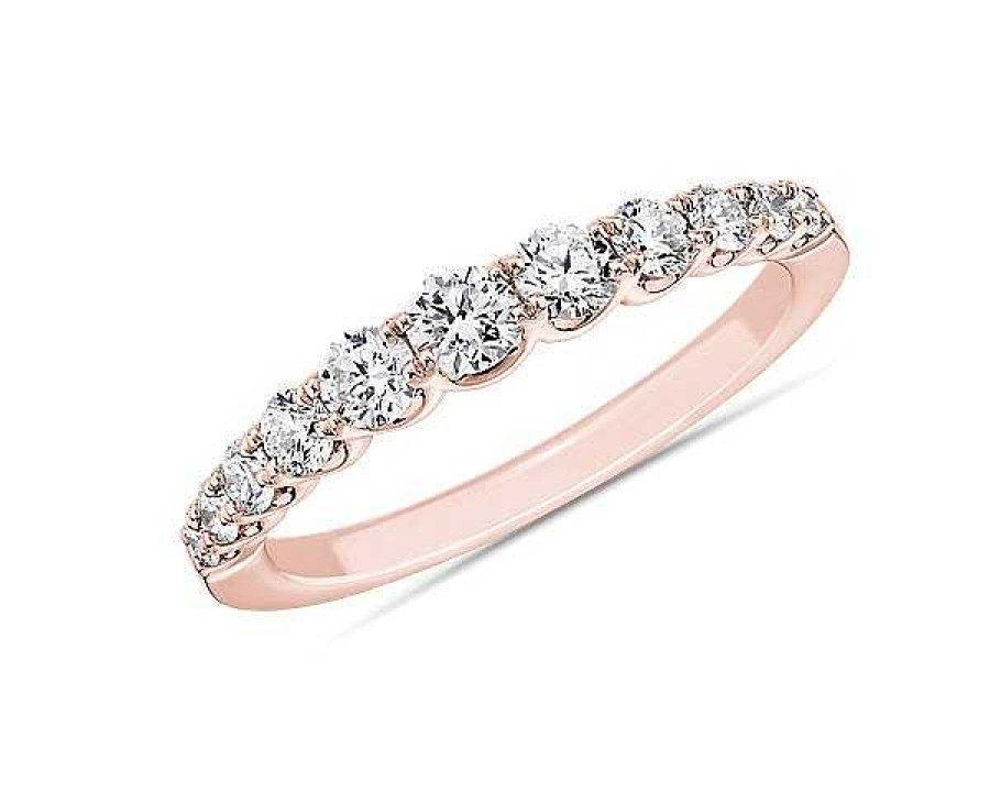 Women'S Rings | Blue Nile Selene Graduated Diamond Anniversary Ring In 14K Rose Gold (5/8 Ct. Tw.)