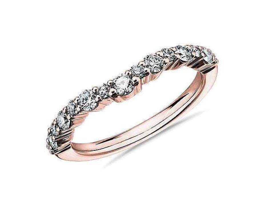 Women'S Rings | Blue Nile Crescendo Curved Diamond Wedding Ring In 14K Rose Gold (1/2 Ct. Tw.)