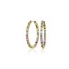 Earrings | Blue Nile Pastel Multi Gemstone And Diamond Hoop Earrings In 14K Yellow Gold