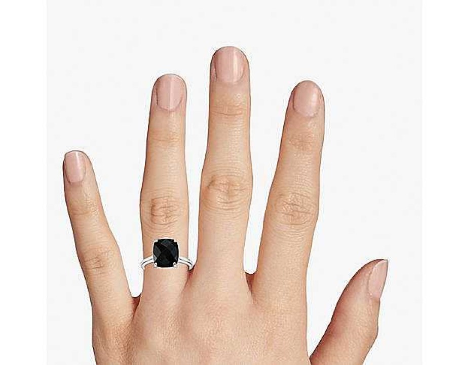 Rings | Blue Nile Black Onyx Cushion Cocktail Ring In 14K White Gold (11X9Mm)