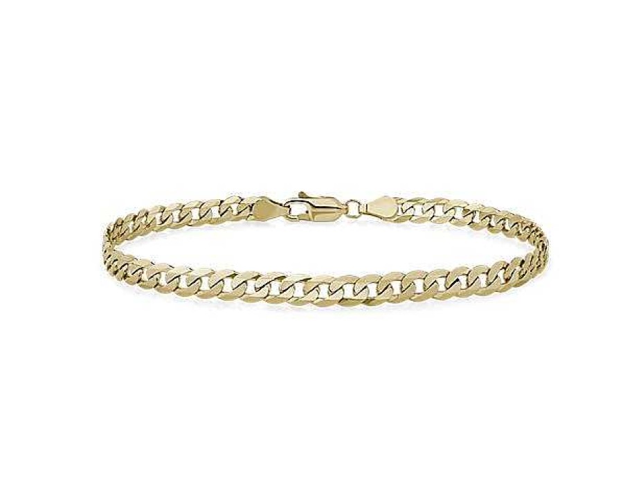 Bracelets | Blue Nile 8" Flat Beveled Curb Chain Bracelet In 14K Yellow Gold (4.75 Mm)