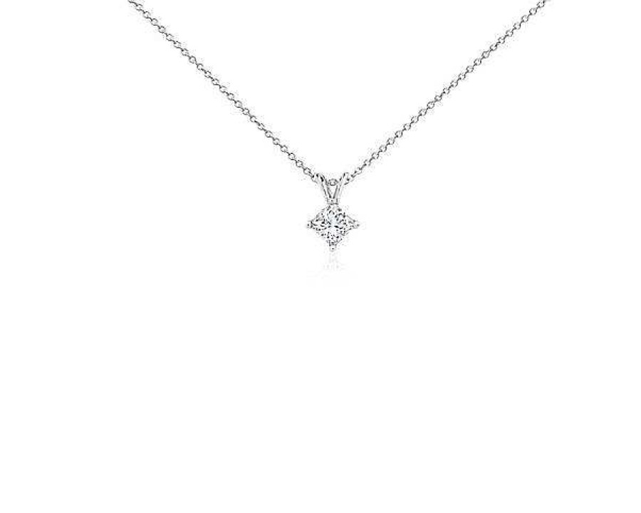 Necklaces | Blue Nile Lab Grown Diamond Princess Cut Solitaire Pendant In 14K White Gold (3/4 Ct. Tw.)