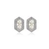 Earrings | Blue Nile Freshwater Cultured Pearl And White Topaz Hexagon Halo Earrings In Sterling Silver (5-6Mm)