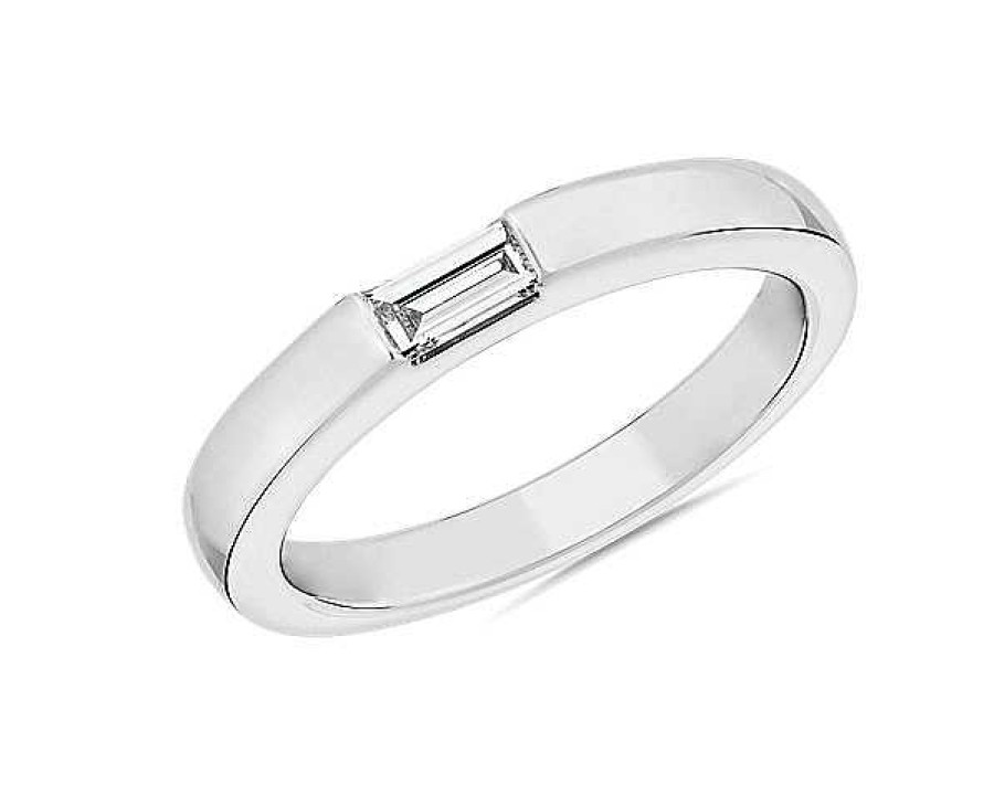 Rings | Blue Nile Zac Zac Posen East West Single Baguette Diamond Ring In Platinum (2.6 Mm, 1/6 Ct. Tw.)