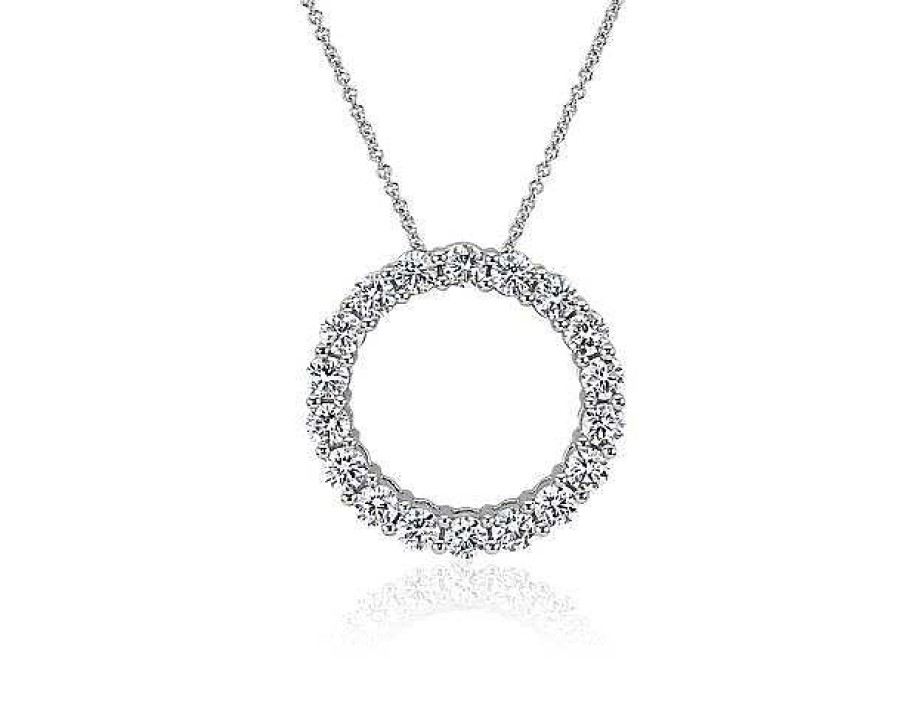 Necklaces | Blue Nile Lab Grown Diamond Circle Pendant In 14K White Gold (2 Ct. Tw.)