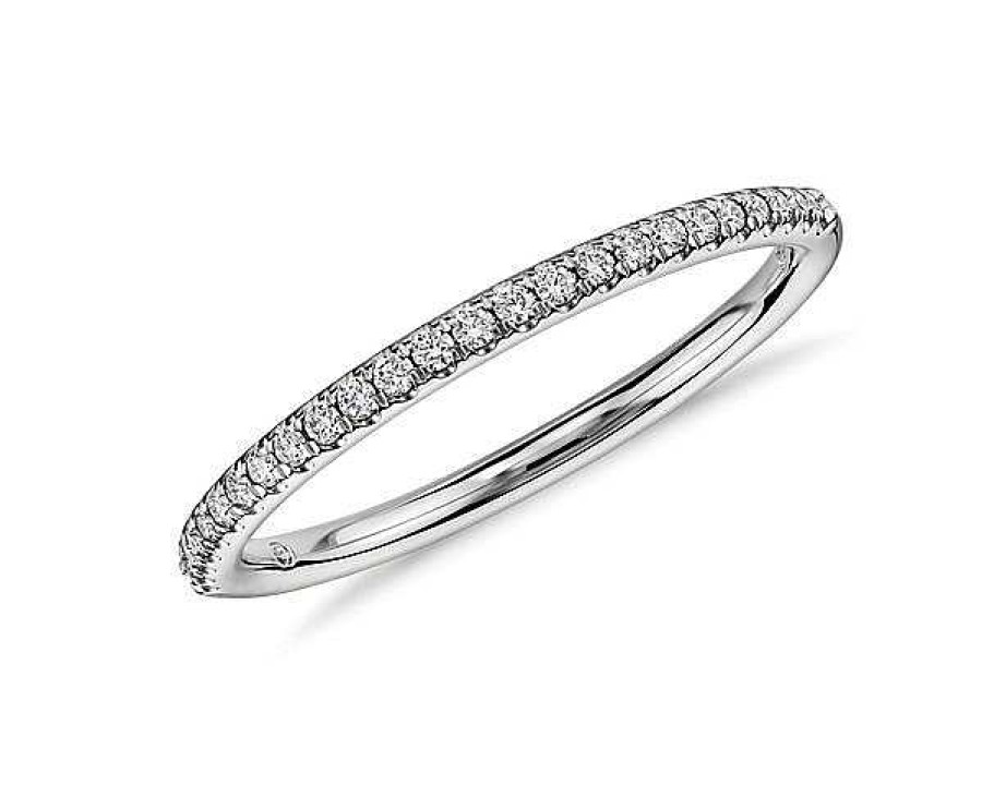 Women'S Rings | Blue Nile Petite Micropav Diamond Ring In Platinum (1/10 Ct. Tw.)