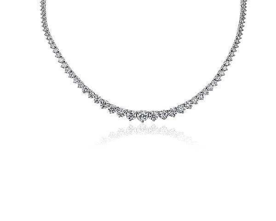 Necklaces | Blue Nile Lab Grown Diamond Graduating Diamond Tennis Necklace In 14K White Gold (7 Ct. Tw.)