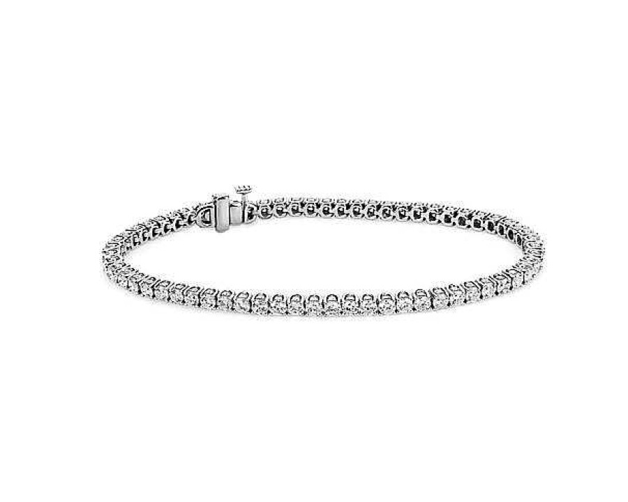 Bracelets | Blue Nile Rollover Diamond Tennis Bracelet In 14K White Gold (5 Ct.Tw)