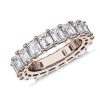 Women'S Rings | Blue Nile Emerald Cut Diamond Eternity Ring In 14K Rose Gold (6 Ct. Tw.)