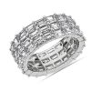 Rings | Blue Nile East West Emerald Cut Three Row Eternity Ring In Platinum (7 Ct. Tw.)