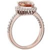 Rings | Blue Nile Pear Shaped Morganite With Diamond Halo Ring In 14K Rose Gold