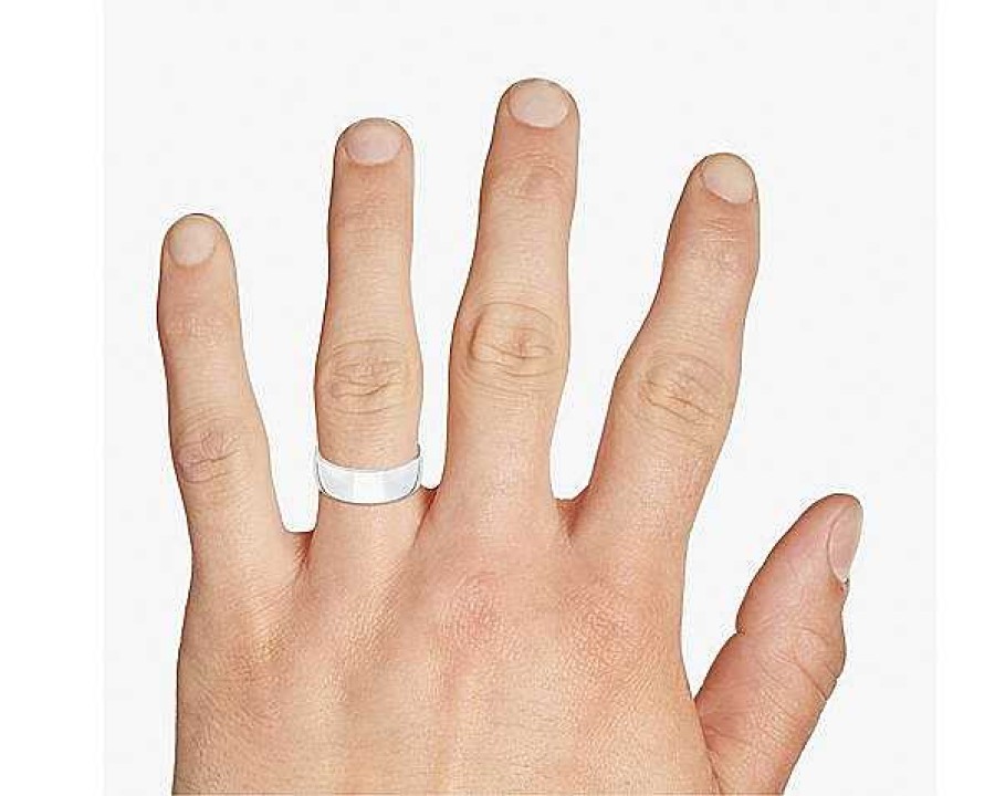 Men'S Rings | Blue Nile Skyline Comfort Fit Wedding Ring In 14K White Gold (8Mm)