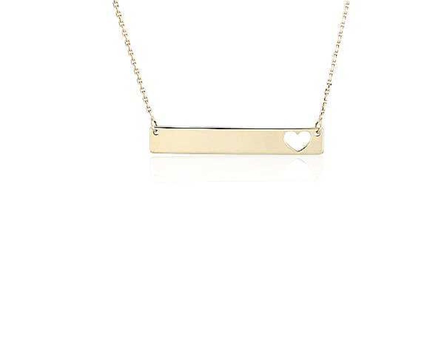 Necklaces | Blue Nile 18" Mini Bar Heart Necklace In 14K Yellow Gold (0.8 Mm)