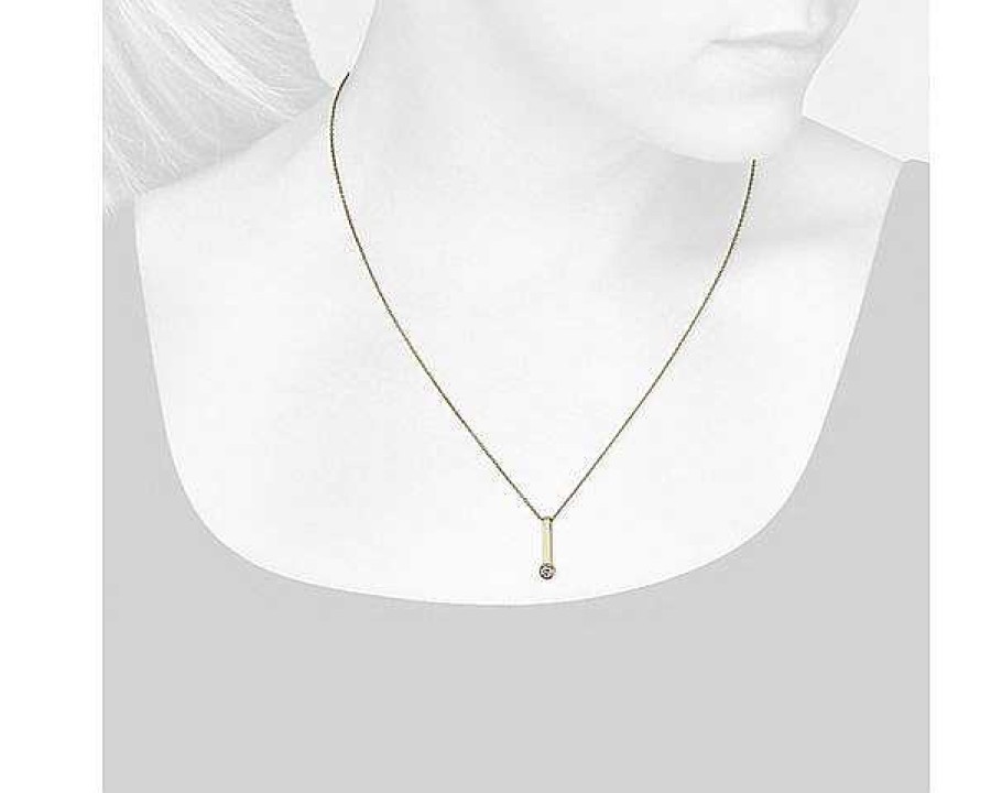 Necklaces | Blue Nile Diamond Solitaire Vertical Bar Pendant In 14K Yellow Gold (1/8 Ct. Tw.)