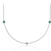 Necklaces | Blue Nile Petite Stationed Emerald And Diamond Necklace In 14K White Gold (36")