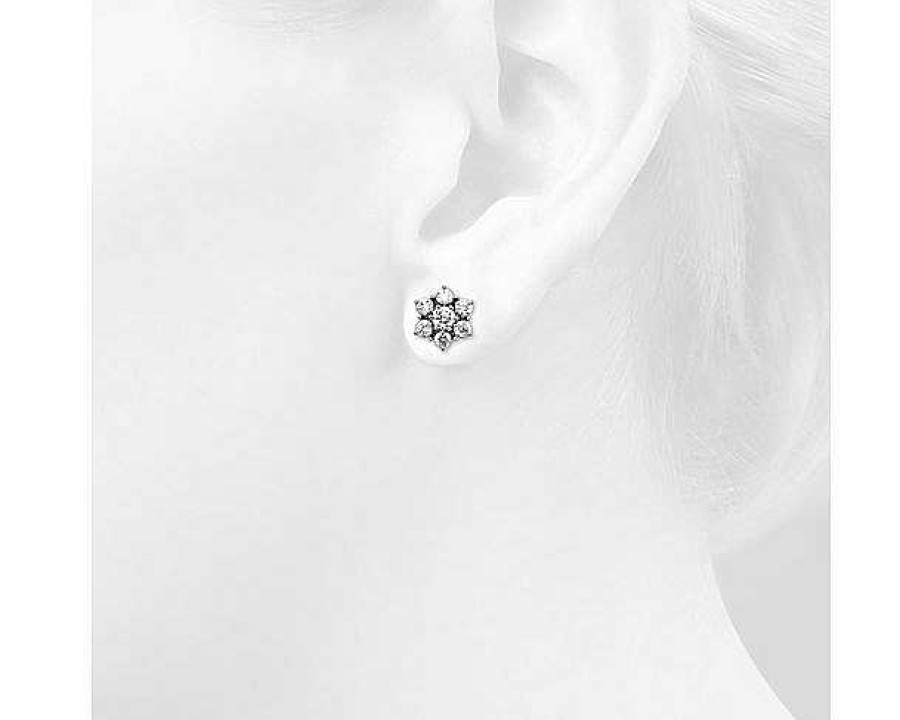 Earrings | Blue Nile Fleur Diamond Stud Earrings In 18K White Gold (1 1/2 Ct. Tw.)