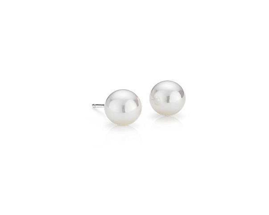 Earrings | Blue Nile Classic Akoya Cultured Pearl Stud Earrings In 18K White Gold (7.0-7.5Mm)