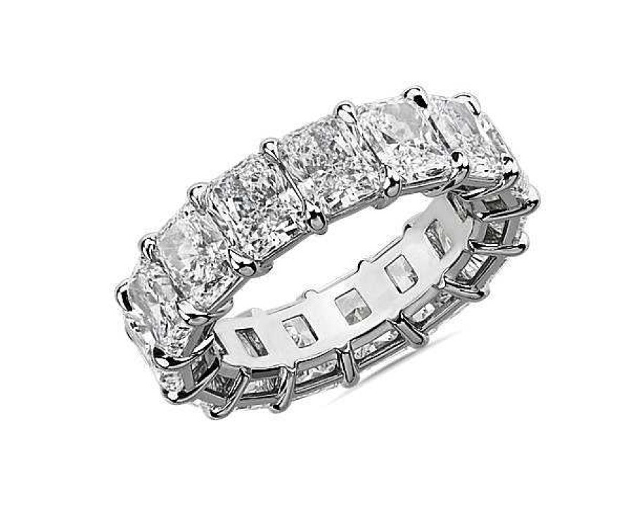 Women'S Rings | Blue Nile Radiant Cut Diamond Eternity Ring In 14K White Gold (10 1/2 Ct. Tw.)