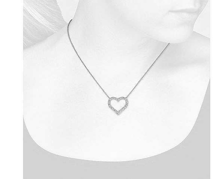 Necklaces | Blue Nile Diamond Heart Necklace In 14K White Gold (1 Ct. Tw.)