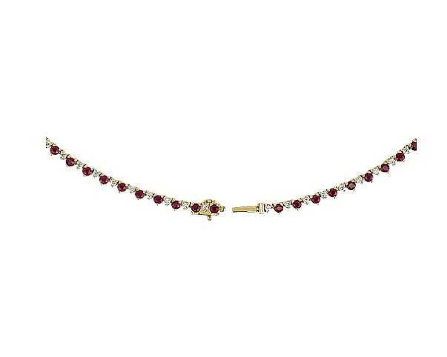 Necklaces | Blue Nile Ruby And Diamond Alternating Size Eternity Necklace In 14K Yellow Gold (2.5Mm)