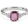 Rings | Blue Nile Oval Pink Sapphire And Diamond Ring In 14K White Gold (8X6Mm)