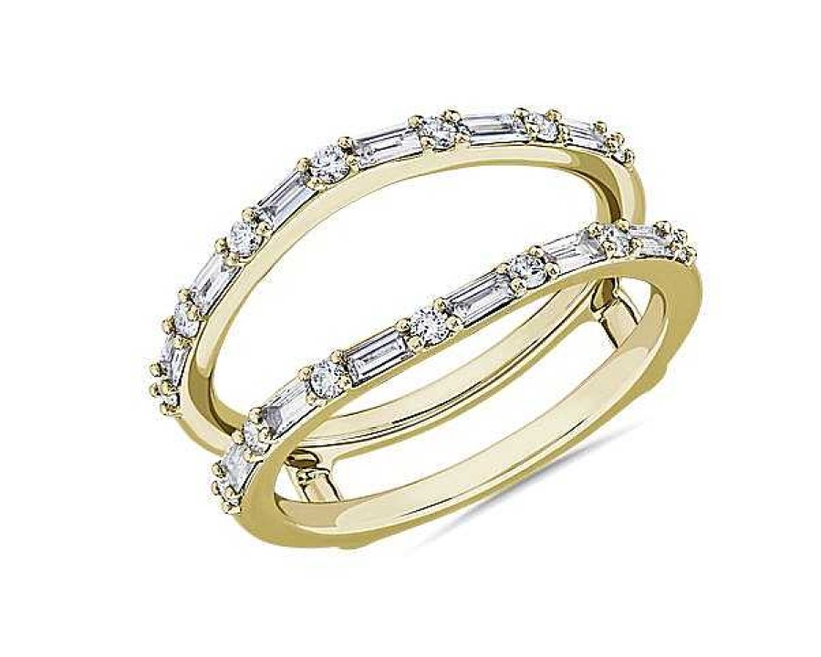 Women'S Rings | Blue Nile Baguette And Round Diamond Insert In 18K Yellow Gold (1/2 Ct. Tw.)