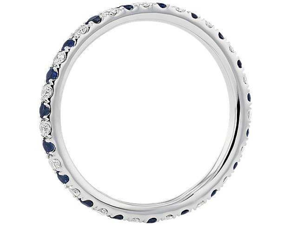 Women'S Rings | Blue Nile Riviera Pav Sapphire And Diamond Eternity Ring In Platinum (1.5Mm)