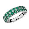 Rings | Blue Nile Emerald And Diamond Double Row Ring In 14K White Gold