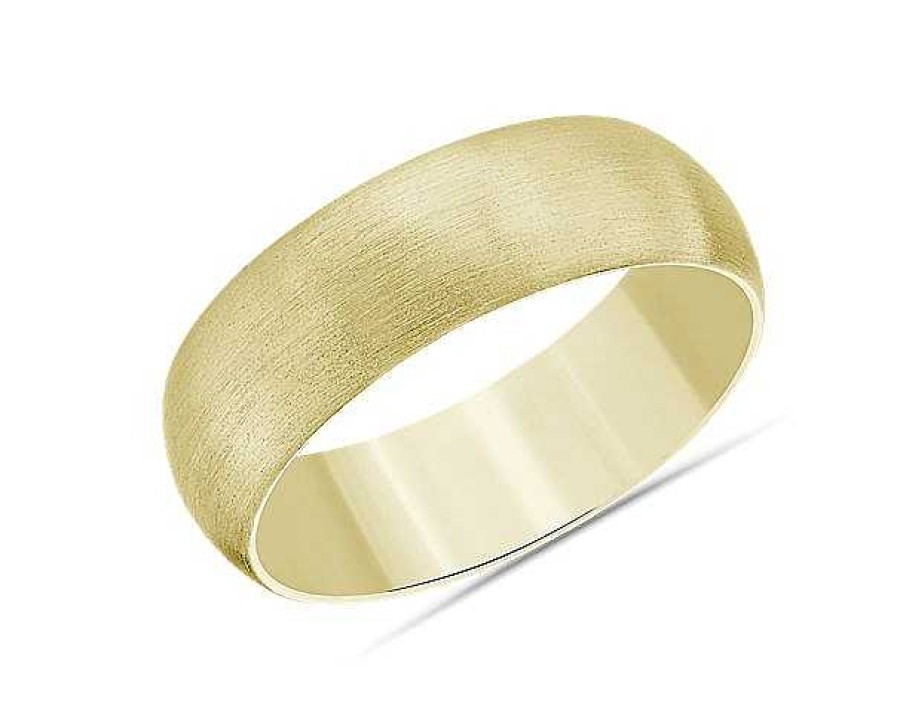 Men'S Rings | Blue Nile Matte Mid-Weight Comfort Fit Wedding Ring In 14K Yellow Gold (7Mm)