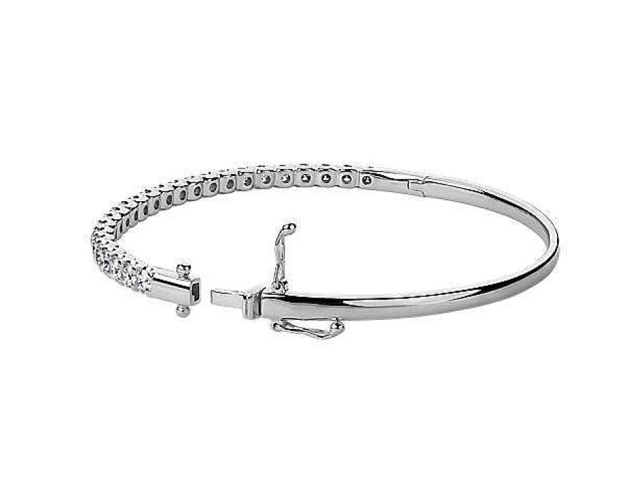 Bracelets | Blue Nile Luna Diamond Bangle In 14K White Gold (3 Ct. Tw.)