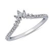 Women'S Rings | Blue Nile Curved Marquise Accent And Pav Diamond Ring In 18K White Gold (1/4 Ct. Tw.)