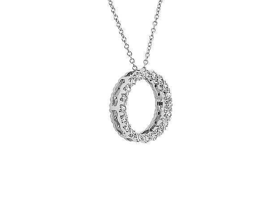 Necklaces | Blue Nile Floating Diamond Circle Pendant In 14K White Gold (1/2 Ct. Tw.)