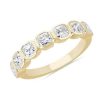 Women'S Rings | Blue Nile 7 Stone Cushion Bezel Diamond Anniversary Ring In 14K Yellow Gold (1 1/2 Ct. Tw.)