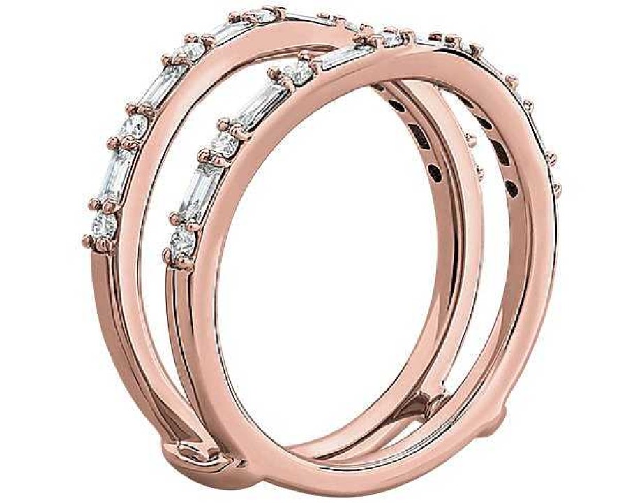 Women'S Rings | Blue Nile Baguette And Round Diamond Insert In 18K Rose Gold (1/2 Ct. Tw.)