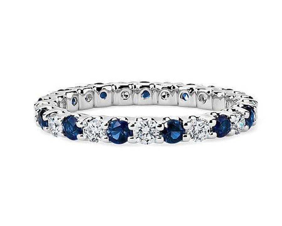 Rings | Blue Nile Luna Sapphire And Diamond Eternity Ring In 14K White Gold (2.2 Mm)