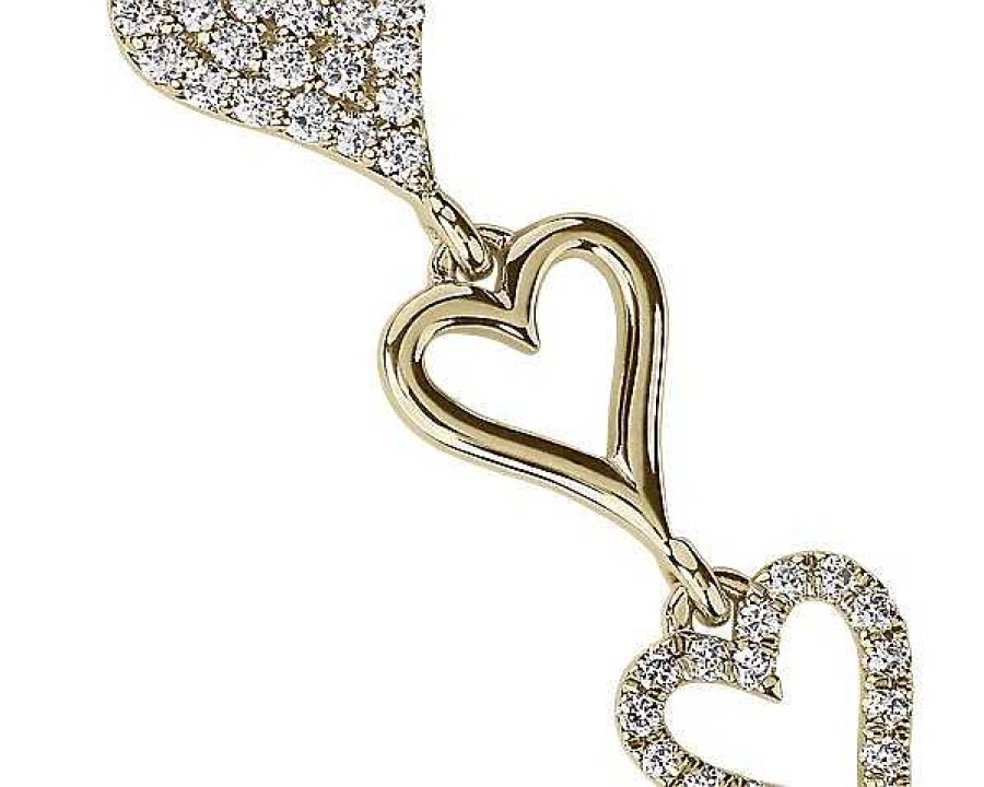 Bracelets | Blue Nile Alternating Diamond Heart Link Bracelet In 14K Yellow Gold (3/4 Ct. Tw.)