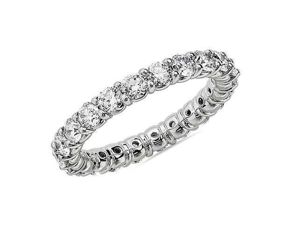 Women'S Rings | Blue Nile Comfort Fit Round Brilliant Diamond Eternity Ring In 14K White Gold (2 Ct. Tw.)