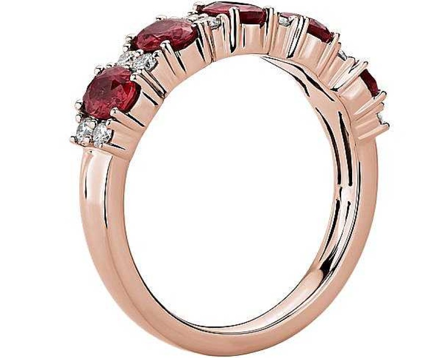 Rings | Blue Nile Ruby And Diamond Five-Stone Ring In 14K Rose Gold