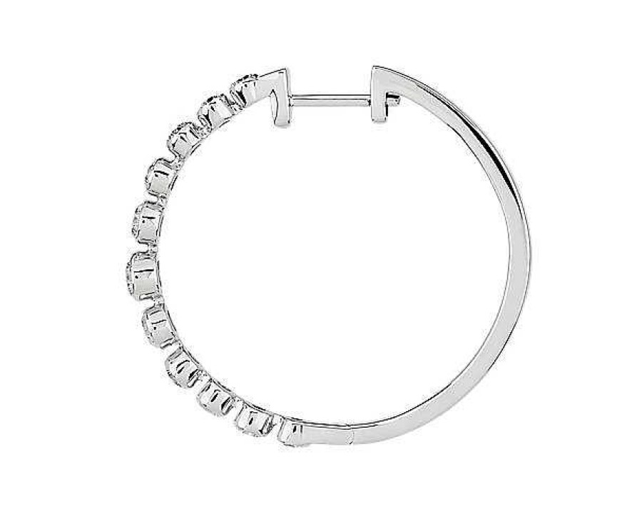 Earrings | Blue Nile Graduating Bezel Diamond Hoop Earrings In 14K White Gold (2 Ct. Tw.)