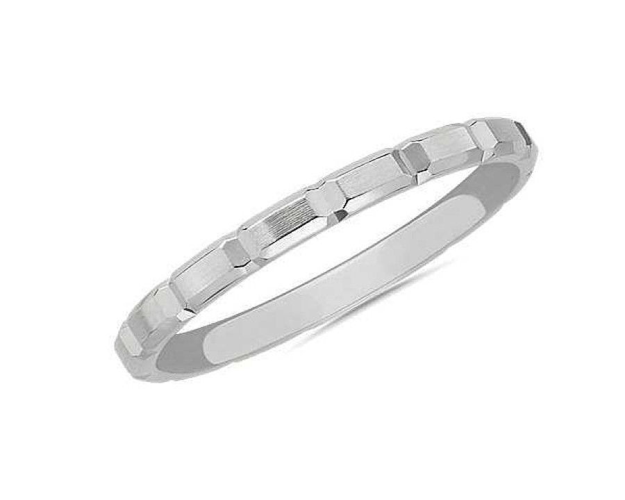 Women'S Rings | Blue Nile Vertical Bevel Stackable Stackable Ring In Platinum (2Mm)