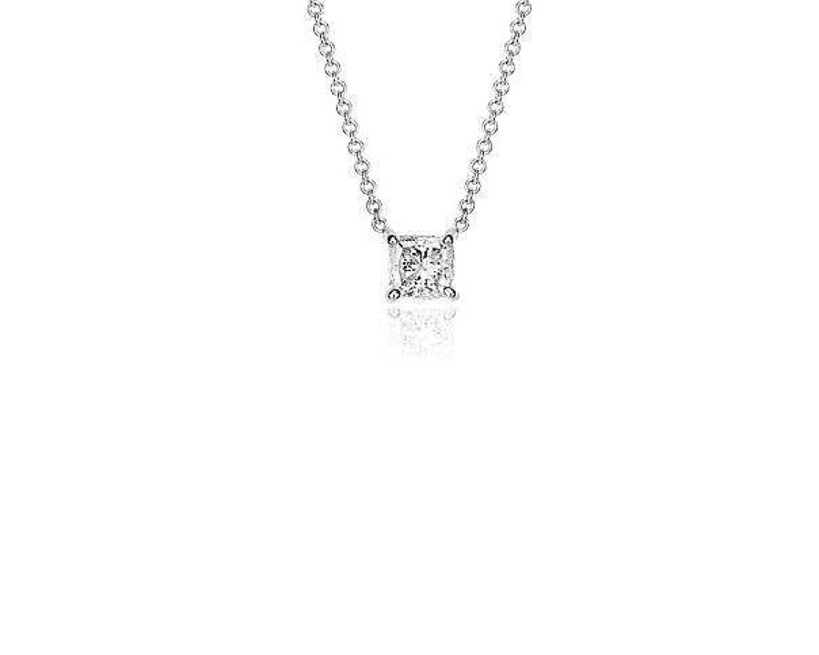 Necklaces | Blue Nile Lab Grown Diamond Cushion Cut Solitaire Pendant In 14K White Gold (3/4 Ct. Tw.)