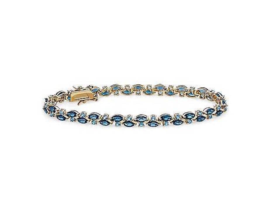 Bracelets | Blue Nile London And Swiss Blue Topaz, Marquise And Round Bracelet In 14K Yellow Gold