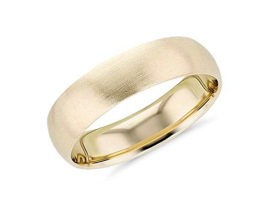 Men'S Rings | Blue Nile Matte Mid-Weight Comfort Fit Wedding Ring In 14K Yellow Gold (6Mm)