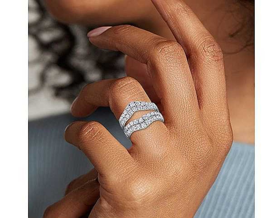 Women'S Rings | Blue Nile Two Row Prong-Set Diamond Ring Insert In 14K White Gold (2 Ct. Tw.)