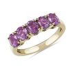 Rings | Blue Nile 5-Stone Oval Pink Sapphire Ring In 14K Yellow Gold (5X4Mm)