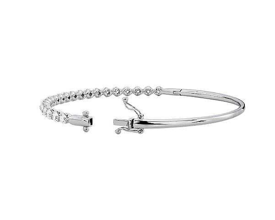 Bracelets | Blue Nile Floating Diamond Bangle In 14K White Gold (3 Ct. Tw.)